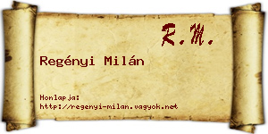 Regényi Milán névjegykártya