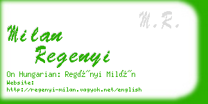 milan regenyi business card